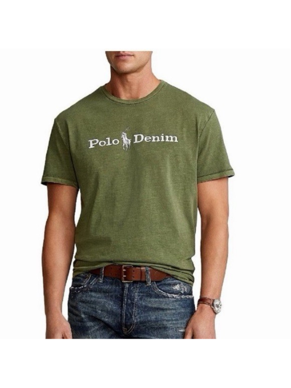 Polo Ralph Lauren Denim & Supply Short Sleeve Mens Tee Shirt Olive Green L